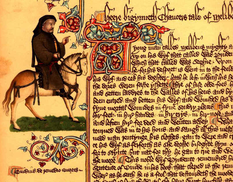 Chaucer na koniu, z rękopisu Ellesmere